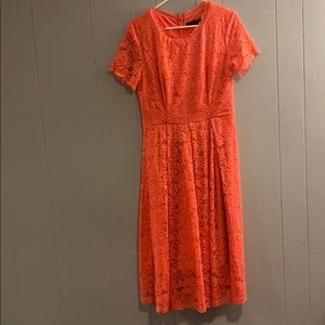 Dress Tells Coral Lace Bridesmaid Dress - Size L Elegant Wedding or Formal Dress